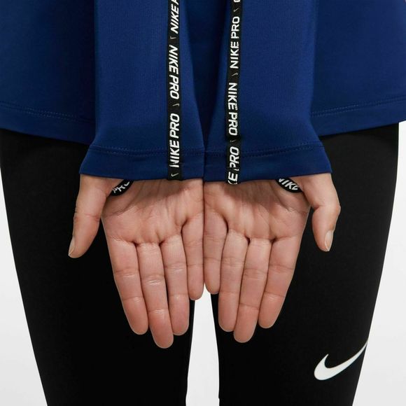 Nike Pro BV5324 492 Womens Sz S Navy Blue Funnel Neck Pullover Long Sleeve Shirt - Picture 3 of 4